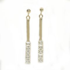 断捨離格安出品★刻印付きダイヤモンド ラインピアス 両耳用K14WG★ 断捨離格安出品☆刻印付きダイヤモンド ラインピアス 両耳用K14WG