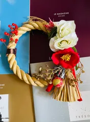 アンティーク調お正月飾り⑧ナチュラル＊ホワイト＊レッド