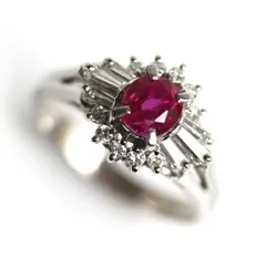 Pt900プラチナ リング・指輪 ルビー0.76ct ダイヤモンド0.36ct 11号 4.8g MR5469 レディース 中古