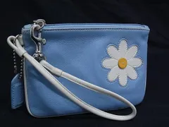 COACH コーチ レザー 花 フラワー マルチポーチ マルチケース 小物入れ レディース ライトブルー系×アイボリー系 DH9714
