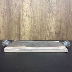 信楽焼　黒窯変掛分30cm耳付長皿　長角皿　盛皿