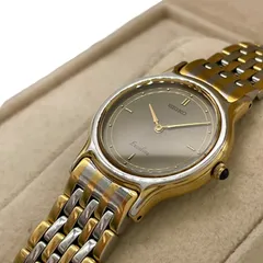 【稼働品】セイコー エクセリーヌ 腕時計 レディース 7320-0350 クオーツ グレー文字盤 ゴールド シルバー コンビカラー ラウンド型 クラシック ビンテージ エレガント ドレスウォッチ クリーニング済み G