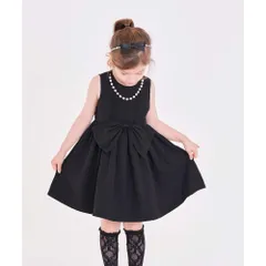 ☆ ブラック ☆ 150cm ☆ アマンダワンピース(2color) 発表会 ドレス ワンピース キッズ ドレスワンピース 42132102 フォーマルワンピース ノースリーブ 子供 女の子 結婚式 パーティ リボン パールネックレス付き かわいい シンプル
