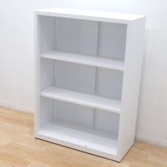 オープン書庫 ホワイト キャビネット 棚板 3段 アジャスター 収納庫 物置 書類棚 ラック ディスプレイ棚 陳列棚 EG18016 中古オフィス家具