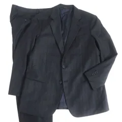 極美品□2019年製 黒タグ GIORGIO ARMANI/ジョルジオアルマーニ ストライプ柄 SOHO シングルスーツ 上下セットアップ ダークグレー 52 伊製のサムネイル
