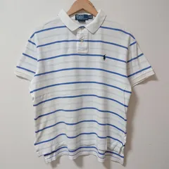 (^w^)b POLO RALPHLAUREN ポロ ラルフローレン 半袖 ポロシャツ カスタムフィット ブランドロゴ ロゴ刺繍 ボーダー柄 カジュアル シンプル ゴルフ スポーツ 普段着 ラフ ゆったりシルエット 綿100% ホワイト メンズ サイズM
