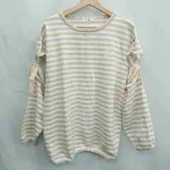 ◇ ⊇ mily bilet ボーダー スリーブオープン 長袖 ニット サイズL ベージュ レディース E  【1502030026573】