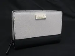 ■美品■ kate spade ケイトスペード WLRU2664 レザー 二つ折り 財布 ウォレット レディース グレー系×ブラック系 DK2422