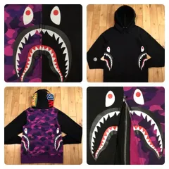 希少 美品 A BATHING APE シャーク WGM 刺繍 送料無料 ☆XL☆ ドット柄 シャーク パーカー グレー dot shark full zip