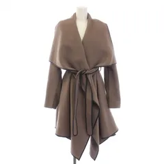 ビーシービージーマックスアズリア BCBGMAXAZRIA コート アウター ミドル丈 前開きトッパー ウール フェイクレザー 切替 ベルト パイピング XS グレージュ /BBのサムネイル