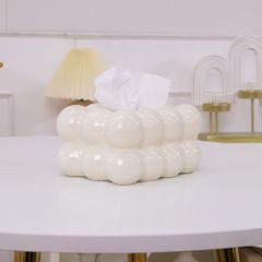 ASHEL もこもこ ティッシュケース 韓国インテリア 雲 コンパクト ティッシュボックス 詰め替え ティッシュカバー ティッシュ カバー 収納 袋 ソフトパックティッシュ おしゃれ かわいい 北欧 白 アイボリー 陶器