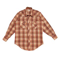 中古 ラングラー Wrangler ウエスタンシャツ クリーニング済み 70s USA製 チェック柄 スナップボタン メンズL相当