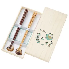 ☆ フクロウ＆ヤドリギ/開運除災 ☆ 箸＆箸置き 桐箱入りギフトセット 夫婦箸 おしゃれ 箸 セット 箸置き お箸 お箸セット プレゼント ギフト 贈り物 結婚祝い 結婚記念日 新生活 お祝い 桐箱 箱入り めおと箸 笑門来福 箸揃え 柴犬 猫 Kiitos