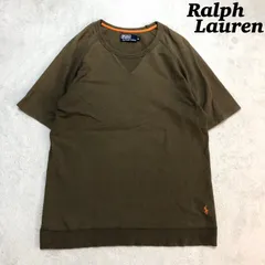 POLO by Ralph Lauren ショートスリーブTシャツ 刺繍 裾ポニー 前Vガゼット Mサイズ 半袖カットソー カーキグリーン オリーブ 緑 ポロバイラルフローレン