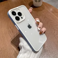 iPhone14 Pro ケース ストラップホール付き クリア 透明 iPhone14Pro カバー 2色 配色 薄型 可愛い レディース iPhone 14 Pro 背面ケース ハードケース (iPhone14 Pro ブルー)