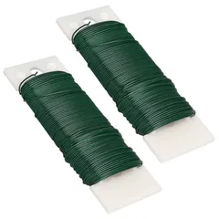 【数量限定】緑 造花 花芸飾りワイヤー リースワイヤー 2個セット 22＃ リース 塗装鉄線 ワイヤー花資材 工芸品用 RICISUNG 手芸 クリスマス