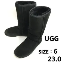 UGG/アグ★天然シープスキン/ロング丈/ムートンブーツ【size6/レディース23.0/black/黒 】shearling boots/Shoes/high heels◆bWB78-34<sale>