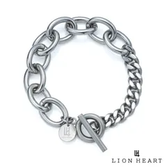 ライオンハート LH-1 ヴァリアス チェーンブレスレット コンビネーション アズキ＋カットキヘイ サージカルステンレス316L シルバー チェーン ブレスレット 金属アレルギー対応 メンズ ブランド