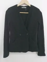 ◇ T by Alexander Wang 肩パット入り ダブルボタン 長袖 ノーカラー ジャケット サイズXS ブラック レディース P  【1308040006860】のサムネイル