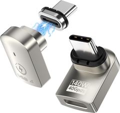 USB-C磁気 Type-Cマグネット式アダプター 140W 5AノートパソコンUSB-C急速充電 直角L型 24ピン PD急速充電 40Gbpsのデータ転送 映像出力 60Hzで8Kの動画 USB4 Thunderbolt 3/4 HILT01