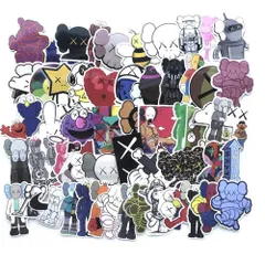 ChowZak 64枚 KAWS コミック 防水ステッカー セットスーツケースステッカー お気に入りのスーツケース 自転車 ヘルメット パソコン 携帯 ノート