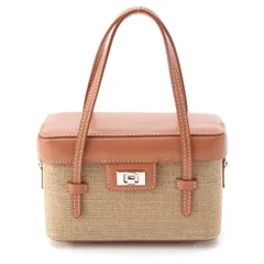 フォクシー レザー ジュエルボックス バニティバッグ 2WAYミニバッグ ショルダーバッグ ラフィア ターンロック ブラウン ベージュ【中古】のサムネイル