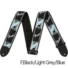 Fender/ストラップ 2” Monogrammed STRAPS モノグラムストラップ Black/Light Grey/Blue
