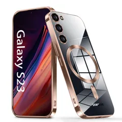 Galaxy S23 用ケース SC-51D SCG19 ケース クリア メッキ加工 ワイヤレス充電 軽薄型 TPU ソフト ギャラクシー S23 用スマホケース 耐衝撃 米軍MIL規格取得 黄変防止 耐久性 ストラップ穴付き おしゃれ ケース 金 DE77-
