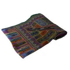 ETRO(エトロ) ストール(ショール)美品  - パープル×オレンジ×マルチ ペイズリー柄 ウール、シルク