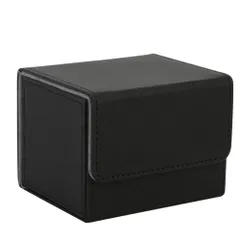 【数量限定】「 Sサイズ 遊戯王 120枚 ポケモン レザー デュエマ PU マグネット 各種 横入れ カードゲーム ストレージボックス に使用可能 トレカケース 」スリーブ対応 デッキケース (黒（内装灰）) Venssu