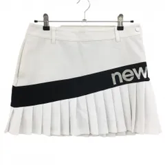 【超美品】ニューバランスゴルフ スカート 白×黒 裾プリーツ・織生地 レディース 2(L) ゴルフウェア 2023年モデル New Balance