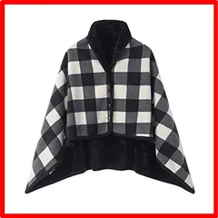 【匿名配送】ブラック_L Lilyan ひざ掛け 膝掛け ひざかけ 4wayブランケット 着る毛布 大判 厚手 暖かい 軽量 おしゃれ ハーフケット フランネル