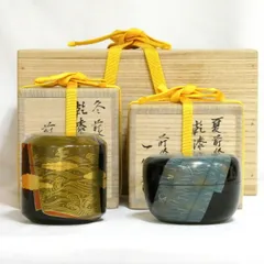 Ｒ２１０　棗　『岡本陽斎作』『大徳寺　松長剛山　箱書』『柳蒔絵』『中棗』　共箱 R389 棗 『岡本陽斎作』『大徳寺 松長剛山 箱書』『菊蒔絵』『大