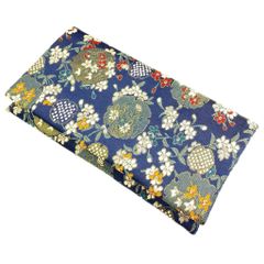 (念珠入れ) 数珠袋 レーヨン 織錦製 鉄紺色 金茶色 大サイズ (縦11cm×横19.5cm) 妙蓮花 携帯に便利な数珠ケース・数珠入れ・念珠袋・念珠ケース すべての宗派 葬式 法事 法要 (鉄紺色)