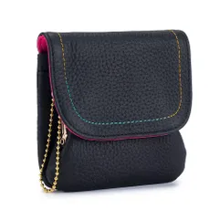 【新着商品】コンパクト小物入れ 入れレザー (黒) 小さい小銭 がま口コインケース 2つ折り人気多機能 本革レディースミニ財布 Yocipa