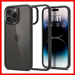 【匿名配送】マット・ブラック Spigen iPhone14Pro ケース 衝撃吸収 耐衝撃 ストラップホール付き 米軍MIL規格取得 黄変なし TPU バンパ