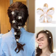 ミニヘアクリップ バンスクリップ 花 パール 1個入り ヘア留め　ヘアアクセサリー　前髪 かわいい オシャレ 髪飾り(メール便送料無料)