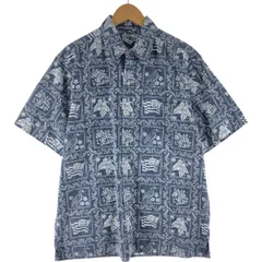 【未使用】reyn spooner アロハシャツ Mサイズ(US)　ブルー レインスプーナー・reyn spoonor・ アロハシャツ・メイド・イン