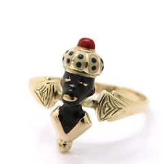 デザインリング 585 K14 イエローゴールド 古代エジプト風？ 2.6g 美品 仕上げ済 ◆送料込◆質屋-8664