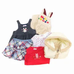 ミキハウス mikihouse ジャケット ワンピース ロンパース スカート Tシャツ カットソー おまとめ6点セット 80cm M F ベージュ 赤 レッド 白 ホワイト 紺 ネイビー /FT ■GY14