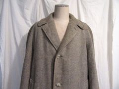 英国製ビンテージ 60s スコティッシュウール ラグランツイードウールコート 表記40 実寸身幅63cm ダーニング ハーフコート