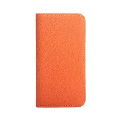 【特価商品】スマホケース 本革 スマホ スタンド 手帳型 コードホルダー 付き ケース シュリンクカーフレザー ギフト iPhone11ProMax マグネットなし オレンジ HANATORA PH-11ProMax-Orange