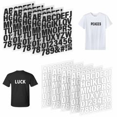 衣類 Tシャツ 布地用 DIY アップリケ プリント 装飾用 印刷 熱転写文字 大文字の英字 工芸 記号 数文 A-Z 黒白 アルファベットステッカー PU材質 アイロン転写ステッカー (10枚セット：英語+数字) アイロン接着文字ステッカー サムコス
