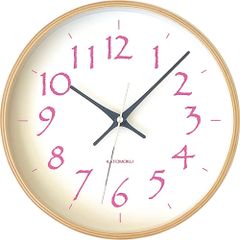KATOMOKU plywood clock 20 電波時計 スイープ（連続秒針） km-119LPRC φ252mm (ライトピンク)