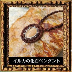 イルカの耳石・化石のマクラメペンダント（アメリカ産） mini