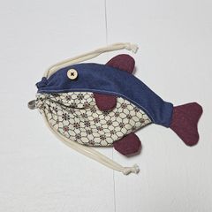 お魚巾着 巾着袋 さかな フグ ハンドメイド 着物リメイク No.611