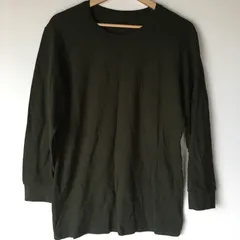 ユニクロ 極暖ヒートテックコットンワッフルクルーネックT メンズ L カーキ 2761202510160020