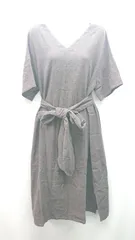 ◇ ◎ B:MING by BEAMS 麻混 無地 Vネック ゆったり 半袖 ロング ワンピース 表記なし ブラウン レディース E  【1309250032250】