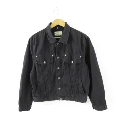 アルマーニ ジーンズ ARMANI JEANS デニムジャケット Gジャン 長袖 黒 S *A993のサムネイル