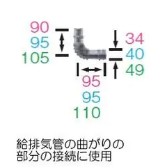【新品・5営業日で発送】長府製作所 FF暖房機・給排気延長部材　エルボ　UL-C3のサムネイル